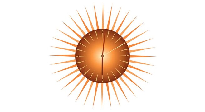 Mid-century modern sunburst wall clock time-lapse animation