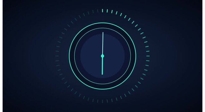 Minimalist digital clock animation with rotating animation