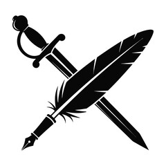 Sword and feather quill pen symbol © MDFAZLE