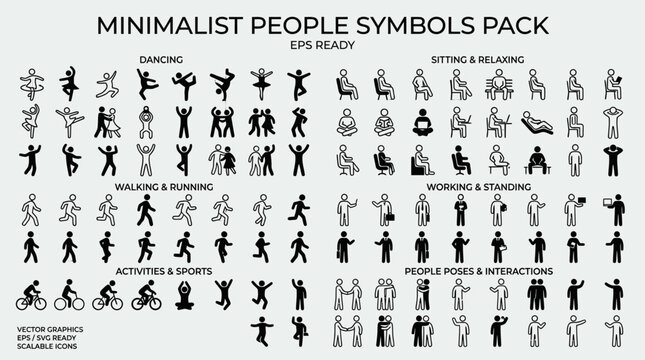 Minimalist People Symbols Pack Vector Icons.