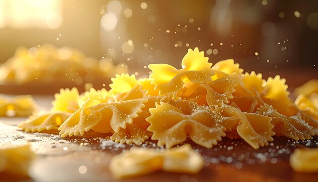 Golden bow tie pasta
