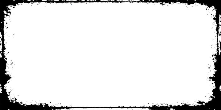 A distressed black grunge frame vector illustration with a dirty, textured paint border and aged, rough edges for a vintage photo decoration element