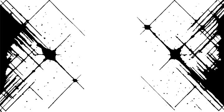 A vintage black and white grunge background pattern featuring an abstract wind rose compass, travel map direction arrows, and a stylized spider insect illustration