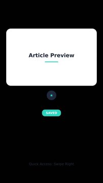 Bookmark interface animation with article preview and saved status. Modern flat UI motion graphics with deep blue and teal accents. Digital UI design element for mobile app presentations 