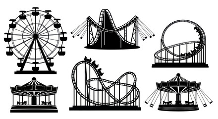Black and white amusement park rides. © puat