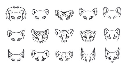 Collection of various animal face drawings. © puat