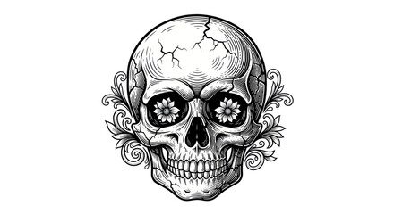 Detailed illustration of a human skull. © puat