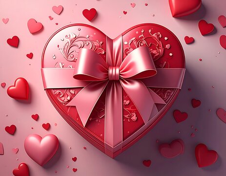 Heart gift box romance