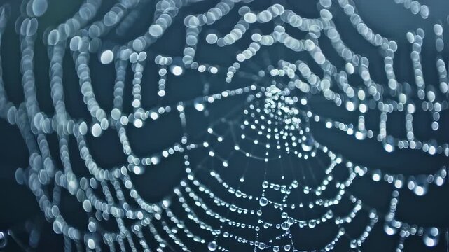 Dew-Kissed Web - A Glimpse into Natures Intricate Design.