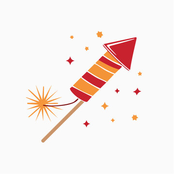Cartoon Firework Rocket with Sparkles