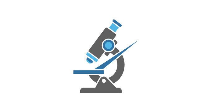 Gray and blue scientific microscope instrument.