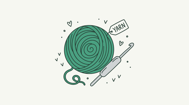 Knitting Wool Yarn Crochet Hobby Doodle Vector Illustration