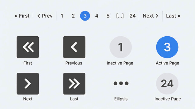 Navigating through pages with pagination controls active on page 3 of 24