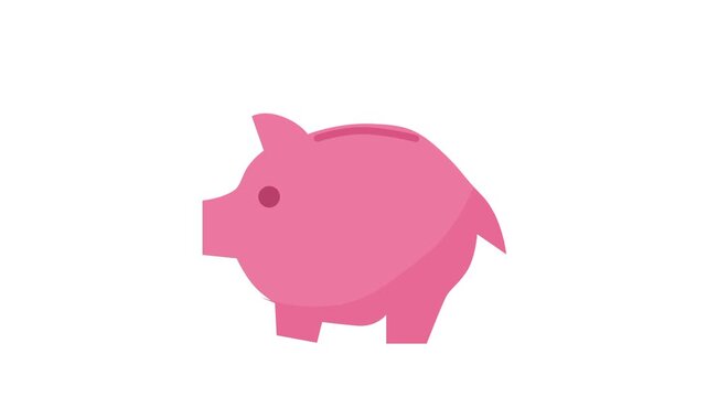 Saving money into piggy bank
