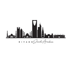 Obraz premium Riyadh Saudi Arabia Skyline Silhouette Vector with Famous Landmarks