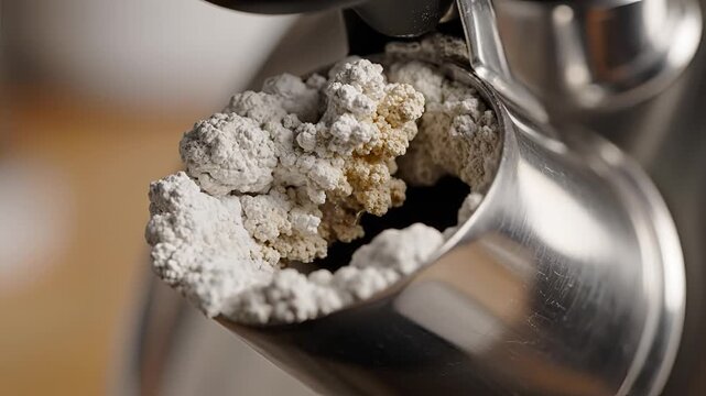 Closeup of cannabis buds being processed in a grinder.