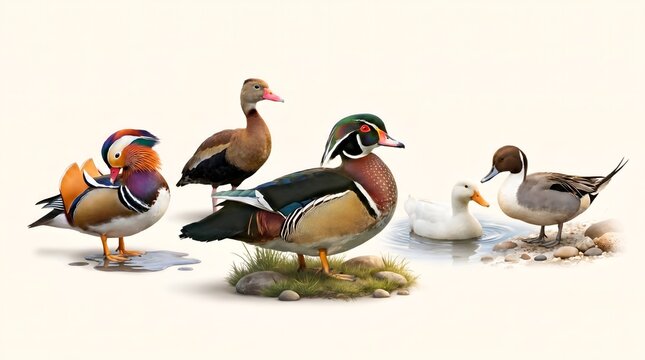 Diverse Duck Collection Natural Scenic Habitat