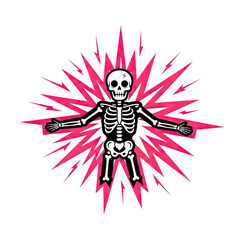 Fototapeta premium Skeleton graphic with lightning effects, symbolizing electric shock or energy