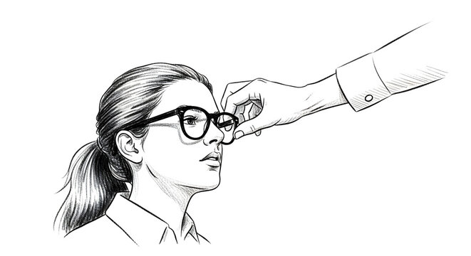 Woman receiving detailed eye examination with precision.