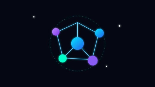 Abstract digital network node connection icon