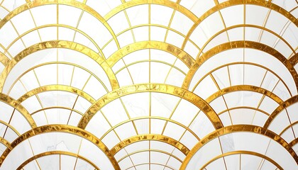 Naklejka premium Elegant Art Deco Fan Pattern with Gold and White Geometric Design.