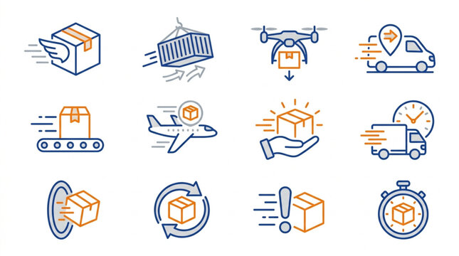 Logistics and Delivery Service Icons Set
