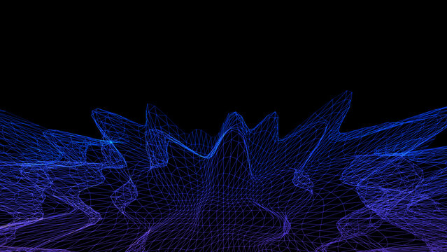 cybernetic wireframe topography