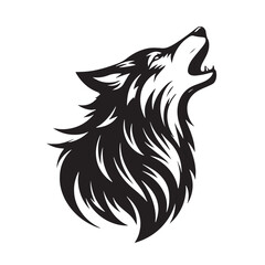 Black Wolf howling Silhouette Vector, High Quality Illustration on White Background © Craftdot