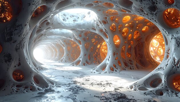 Glowing Crystal Cave Interior Landscape Photography.