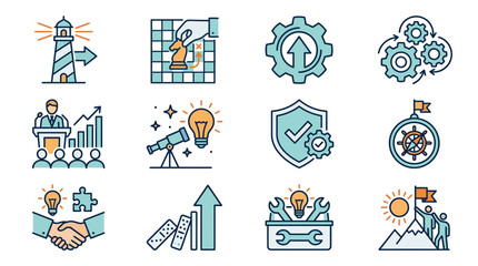 Business icons for strategy and growth. © Bagas