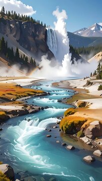 Majestic waterfall panorama