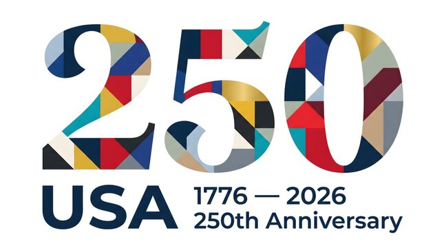 Celebrating USA 250th Anniversary with Colorful Numbers and Text