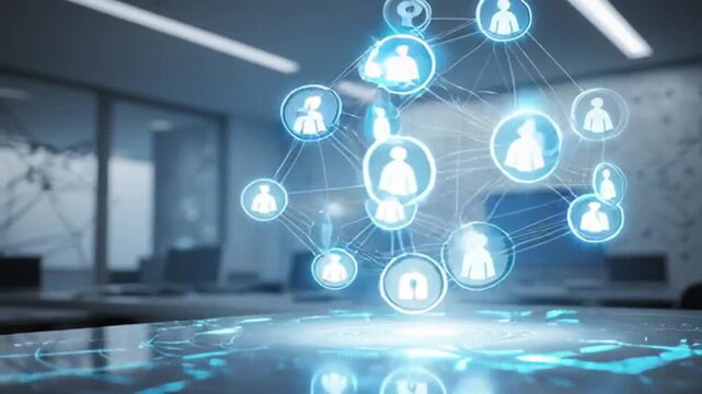 Social Network Connection Animation | Virtual Connected People Icons and Digital Interaction Technology