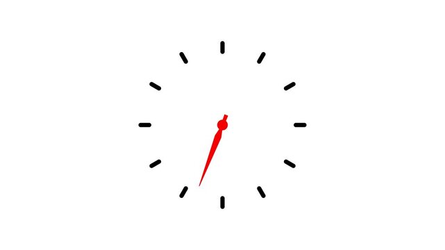 Clock spinning, watch animation on Transparent background with alpha channel. Clock icon flat style 24 hours day and night fast speed with moving timer clock rotation 4k video. clock rotating 4k video
