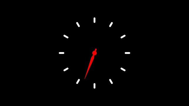 Clock spinning, watch animation on Transparent background with alpha channel. Clock icon flat style 24 hours day and night fast speed with moving timer clock rotation 4k video. clock rotating 4k video