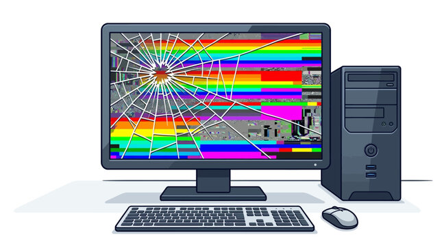 Cracked Computer Screen Display Error.