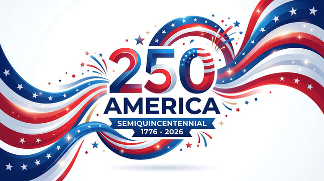 USA Semiquincentennial 250 Years America Anniversary Celebration Ribbon Background