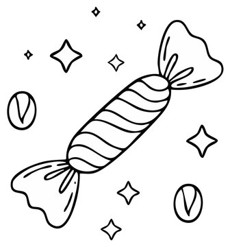 Wrapped candy with stars and circles illustration