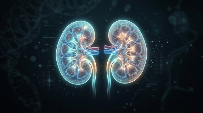 Human Kidney Anatomy Medical Illustration.