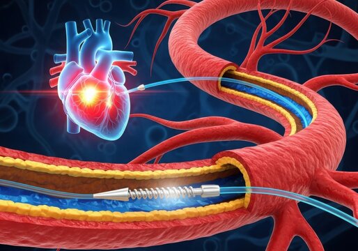 Heart with pacemaker and artery illustration