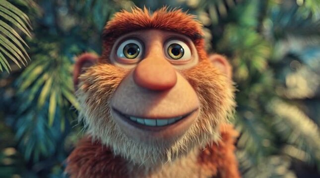 Cute Proboscis Monkey Portrait in Tropical Rainforest Wildlife 4K