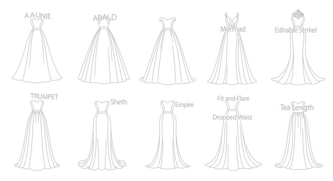 Variety of wedding dress designs.