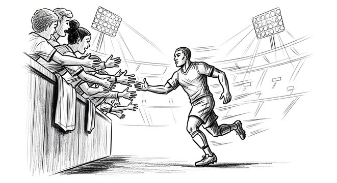 Athlete escaping media spotlight after sports event victory.