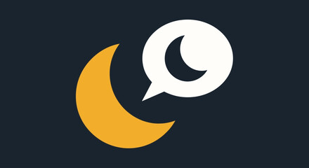 Fototapeta premium Moon and speech bubble vector icon for night communication concept