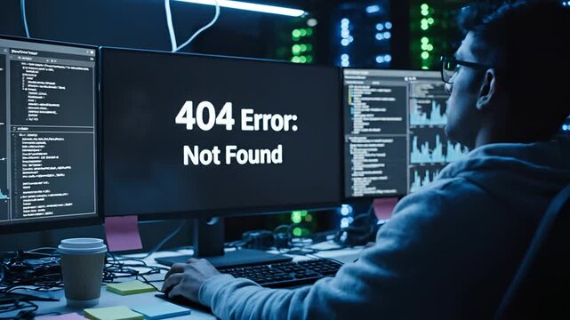 Programmer Frustrated by 404 Error on Multiple Computer Screens.