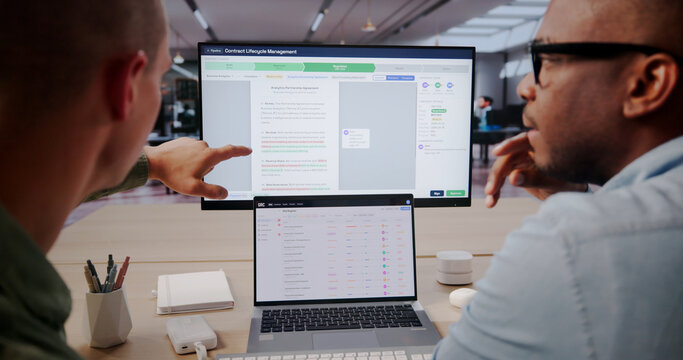Contract Manager Reviews Digital Agreements Using Software