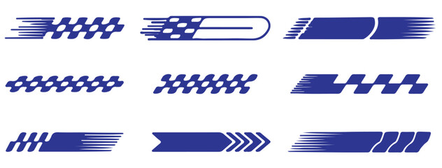 Race Car Decal Collection, Angled Checkered Patterns, Finish Line Graphics, Speed Stripes, Dynamic Motorsport Labels, and Sport Tuning Stickers for High-Performance © Hike studio 8