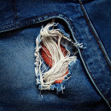 Ripped denim, close-up
