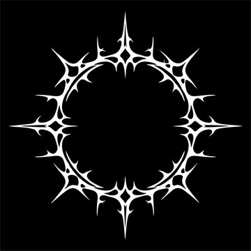 Sharp crown of thorns vector illustration in neo tribal style for heavy metal band merchandise design