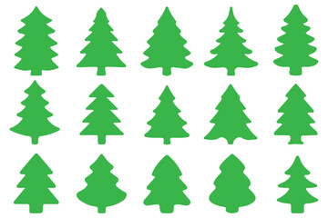 Obraz premium Pine and spruce tree silhouette vector set evergreen forest nature collection isolated